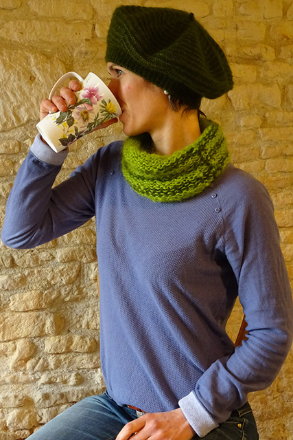 Beret vert, Snood vert, Femme